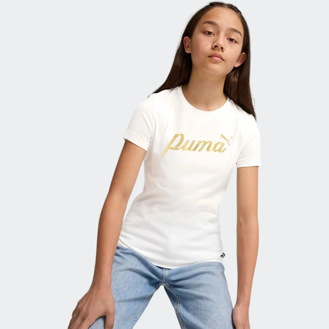 Ess +Script Mettallic Tee White T-Shirts