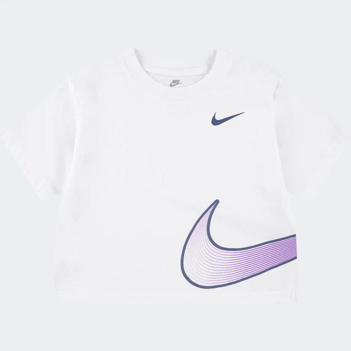 Nike Girls Swoosh Motion Boxy Short Sleeve T-Shirt - White