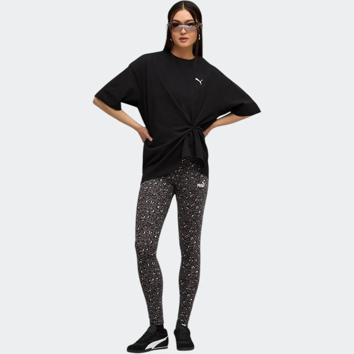 Ess+ Animal Aop Leggings Black Leggings