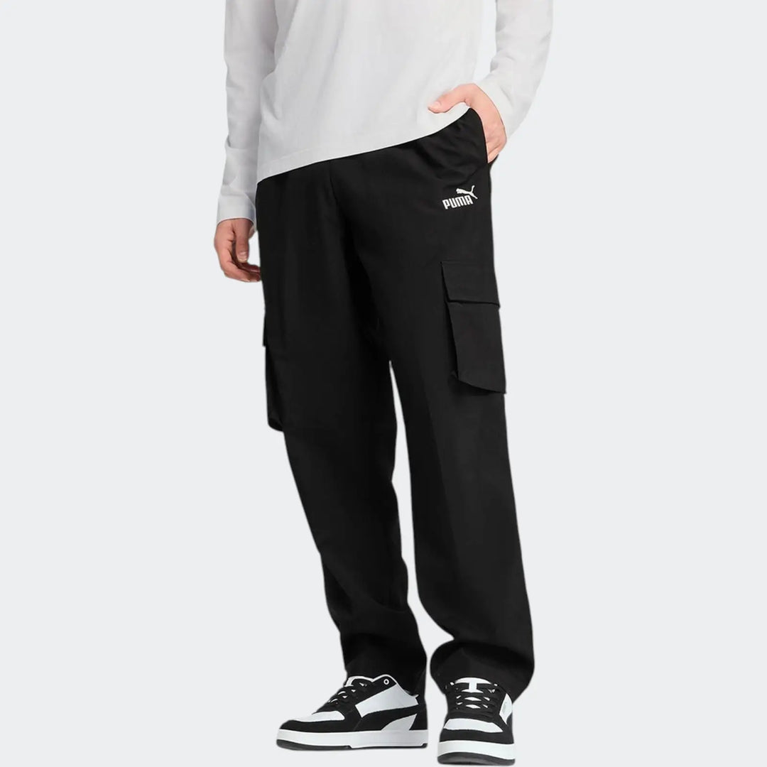 Ess No.1 Logo Woven Cargo Black Pants
