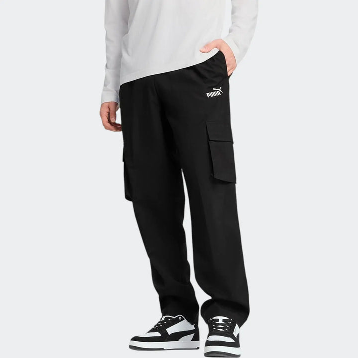 Ess No.1 Logo Woven Cargo Black Pants