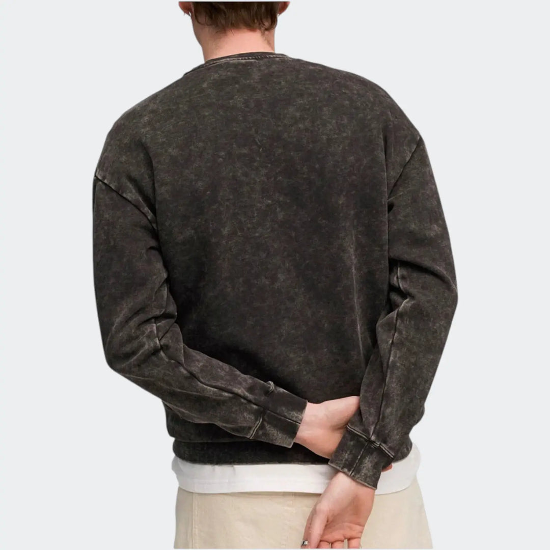 Ess Elevated Relaxed Wash Crew Black Sweatshirts