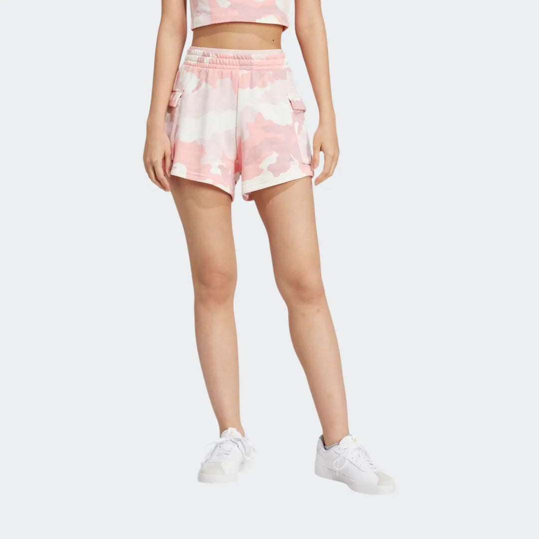 Essentials 3-Stripes Camo-Print Cargo Shorts