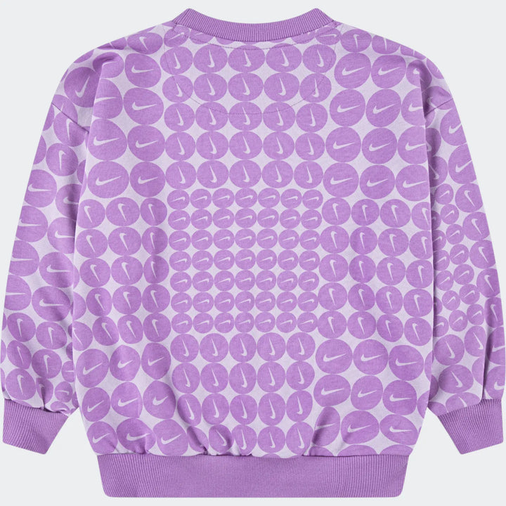 Nike Girls Essentials Allover Print Crewneck Sweatshirt - Purple