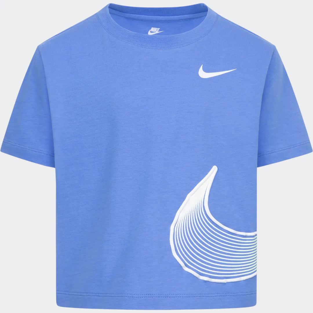 Nike Girls Swoosh Motion Boxy Short Sleeve T-Shirt - Blue