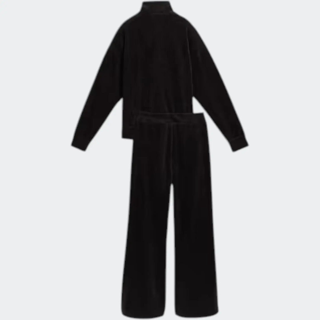 Velour Rib Relaxed Suit Black Tracksuits