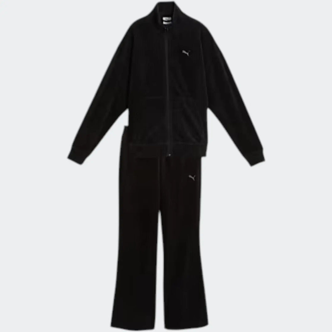 Velour Rib Relaxed Suit Black Tracksuits