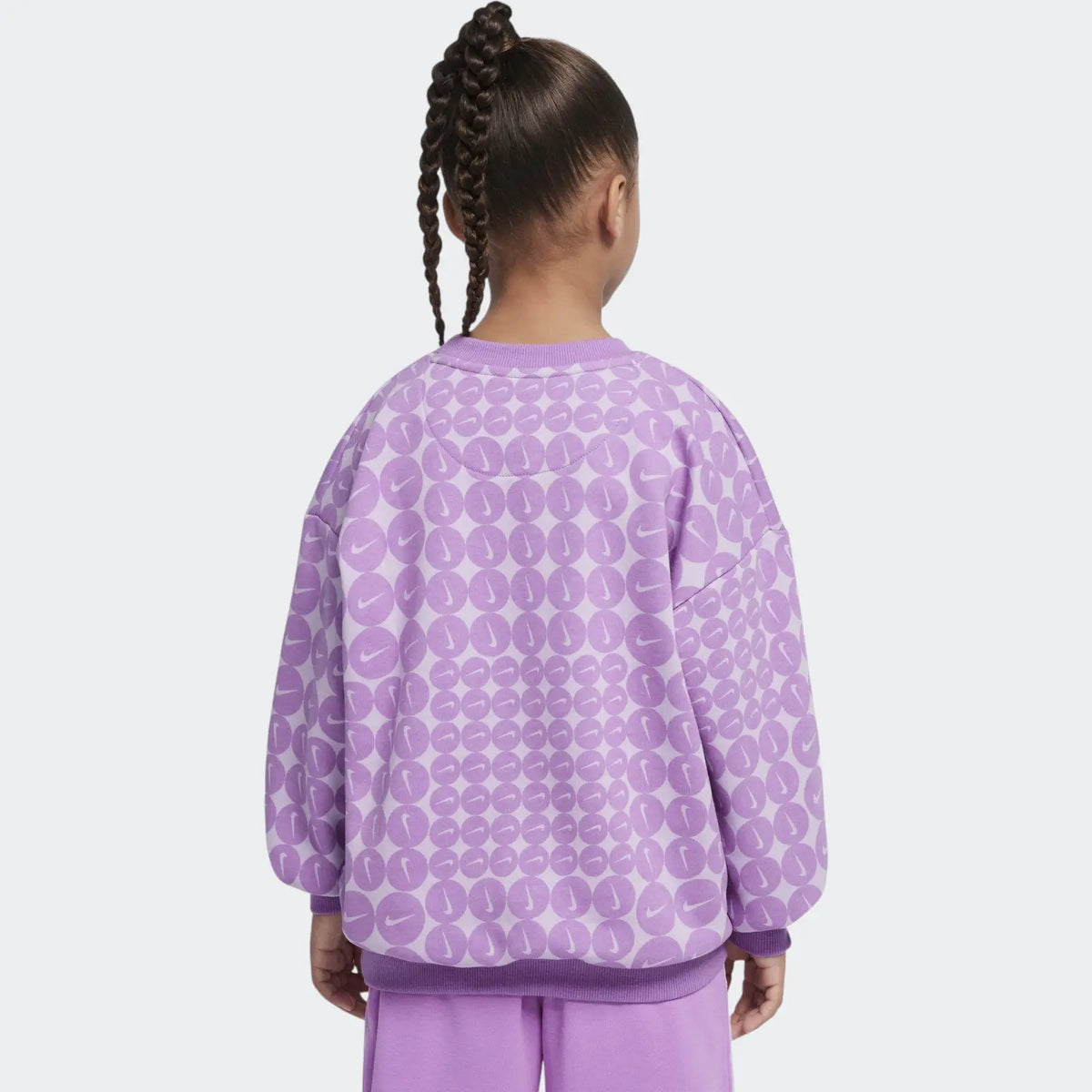 Nike Girls Essentials Allover Print Crewneck Sweatshirt - Purple