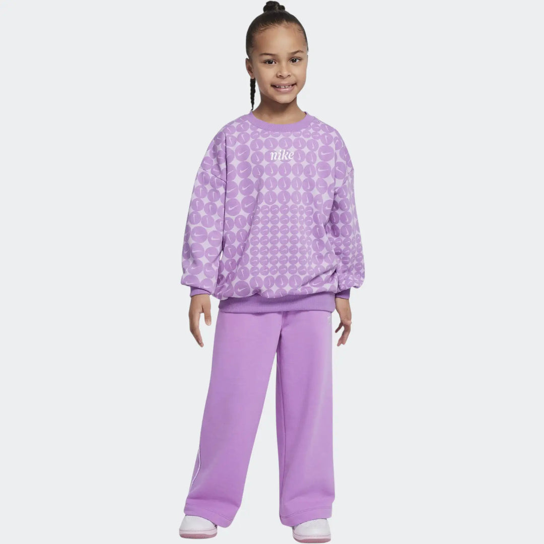 Nike Girls Essentials Allover Print Crewneck Sweatshirt - Purple