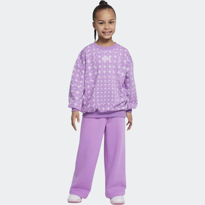 Nike Girls Essentials Allover Print Crewneck Sweatshirt - Purple