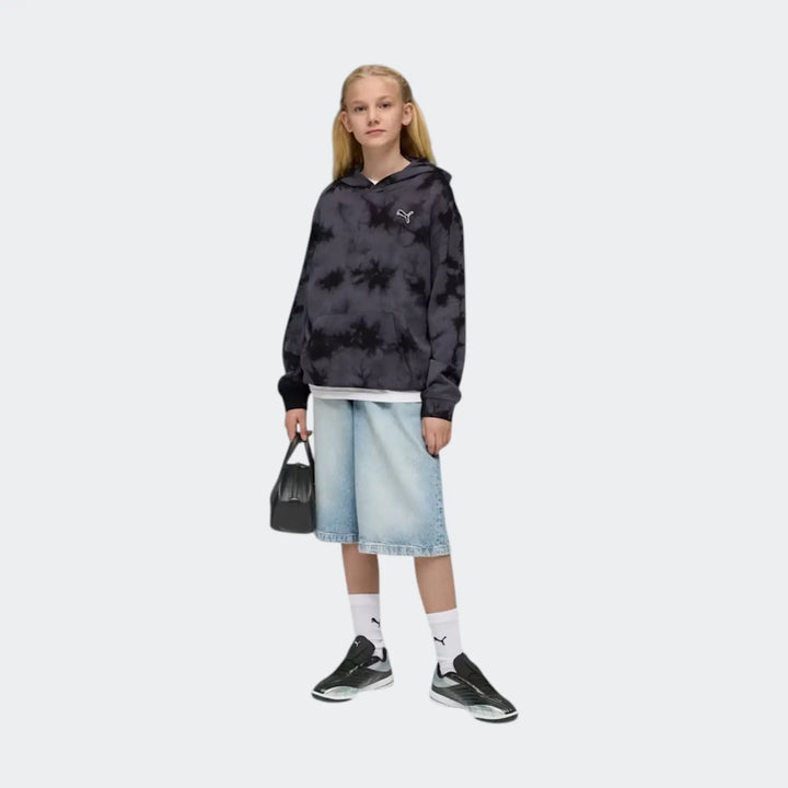 Ess Elevated Relaxed Tyedie Hoody Black Hoodies