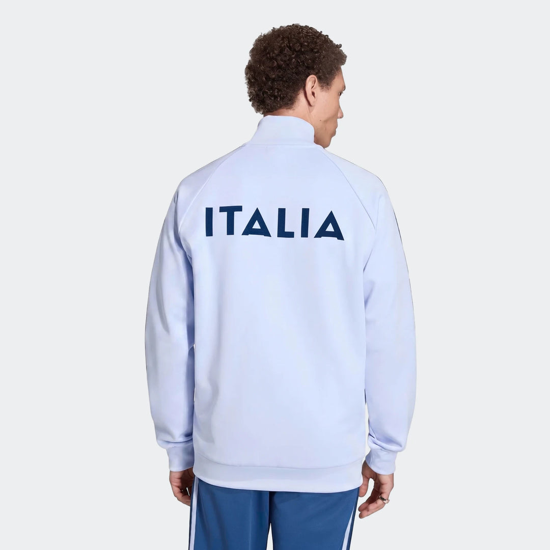 Light blue Italy Originals Track Top for men, shown from the back, featuring a prominent 'ITALIA' logo and signature blue