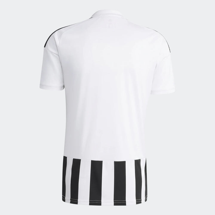 Juventus 26/27 Home Jersey, short-sleeve, featuring a white top and black and white vertical stripes, shown from the back.
