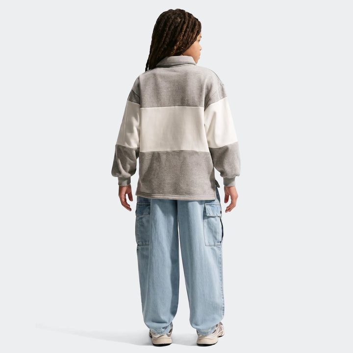K Nsw Denim Cargo Pants in light blue denim, back view showing wide legs and large cargo pockets.