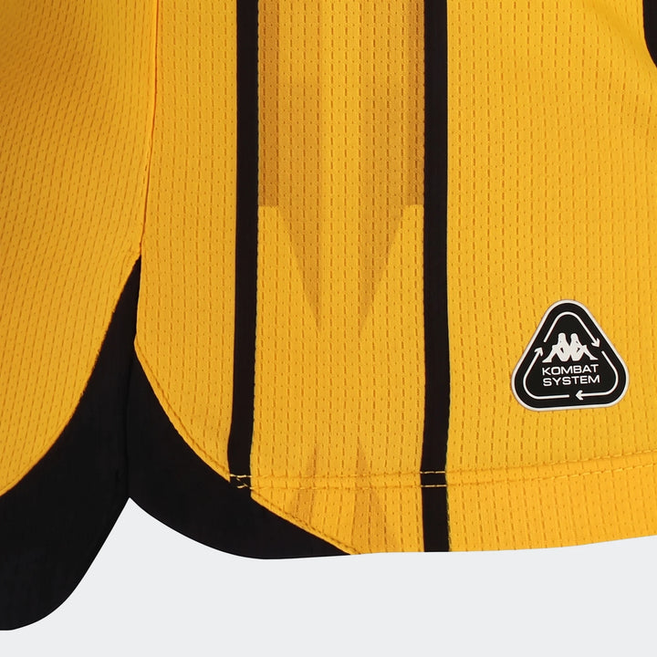 Kappa Kaizer Chiefs Kombat 2026/27 Home Jersey for men in yellow and black mesh fabric with the Kappa Kombat System logo.