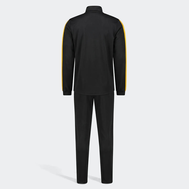 Kappa Kaizer Chiefs Salcito 2 Am Black/Yellow Tracksuit, seen from the back, with yellow stripes down the arms.