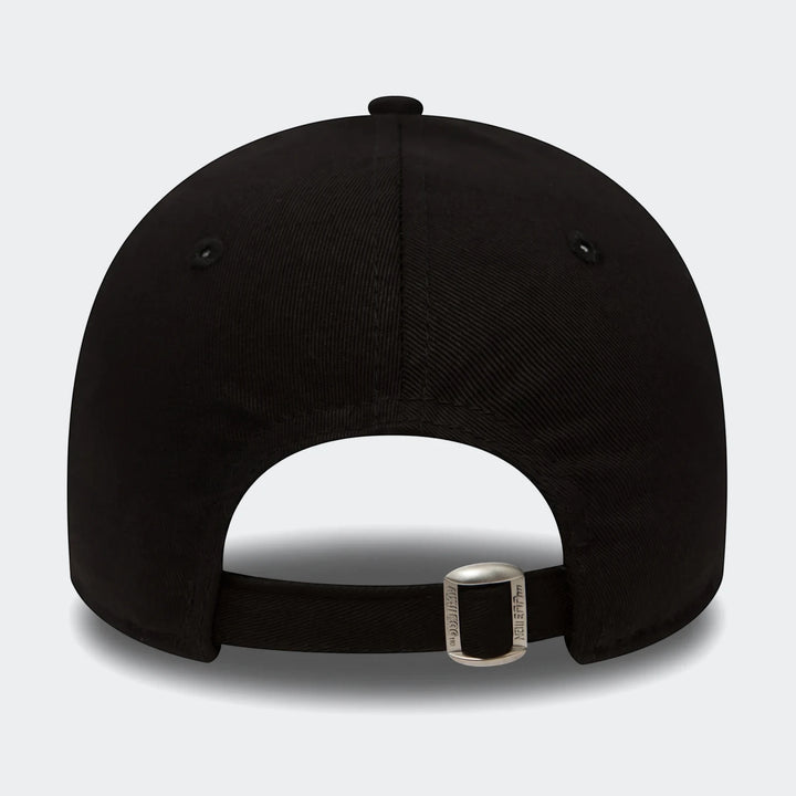 Rear view of a Kids Chyt League black baseball cap, featuring a metal adjustable buckle and classic six-panel design.
