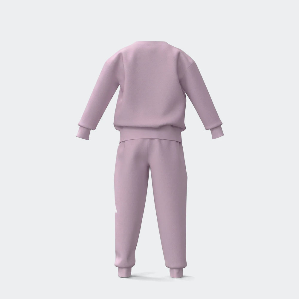 Light purple Little Kids 280G fleece tracksuit, featuring a long-sleeve sweatshirt and jogger pants, presented in a back