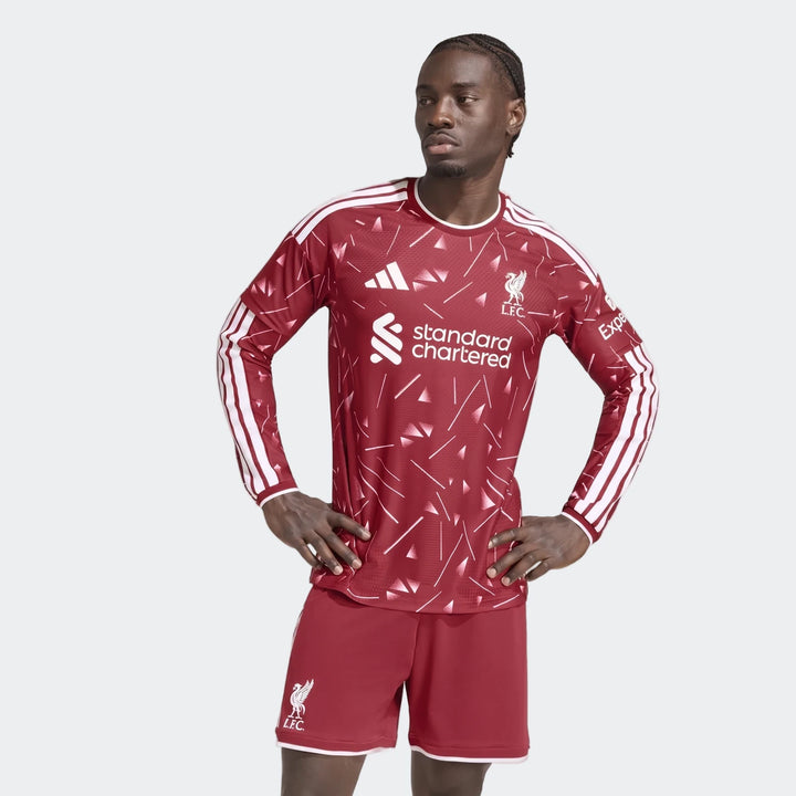 Liverpool FC 26/27 Home Authentic Jersey Longsleeve in red with white sleeve stripes and club crest, front view