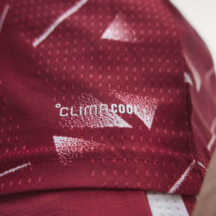 Liverpool FC 26/27 Home Jersey Authentic in deep red, close-up of Climacool logo and textured breathable fabric.