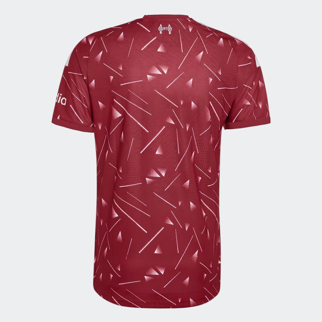 Liverpool FC 26/27 Home Jersey Authentic in red, back view with short sleeves and white geometric pattern print