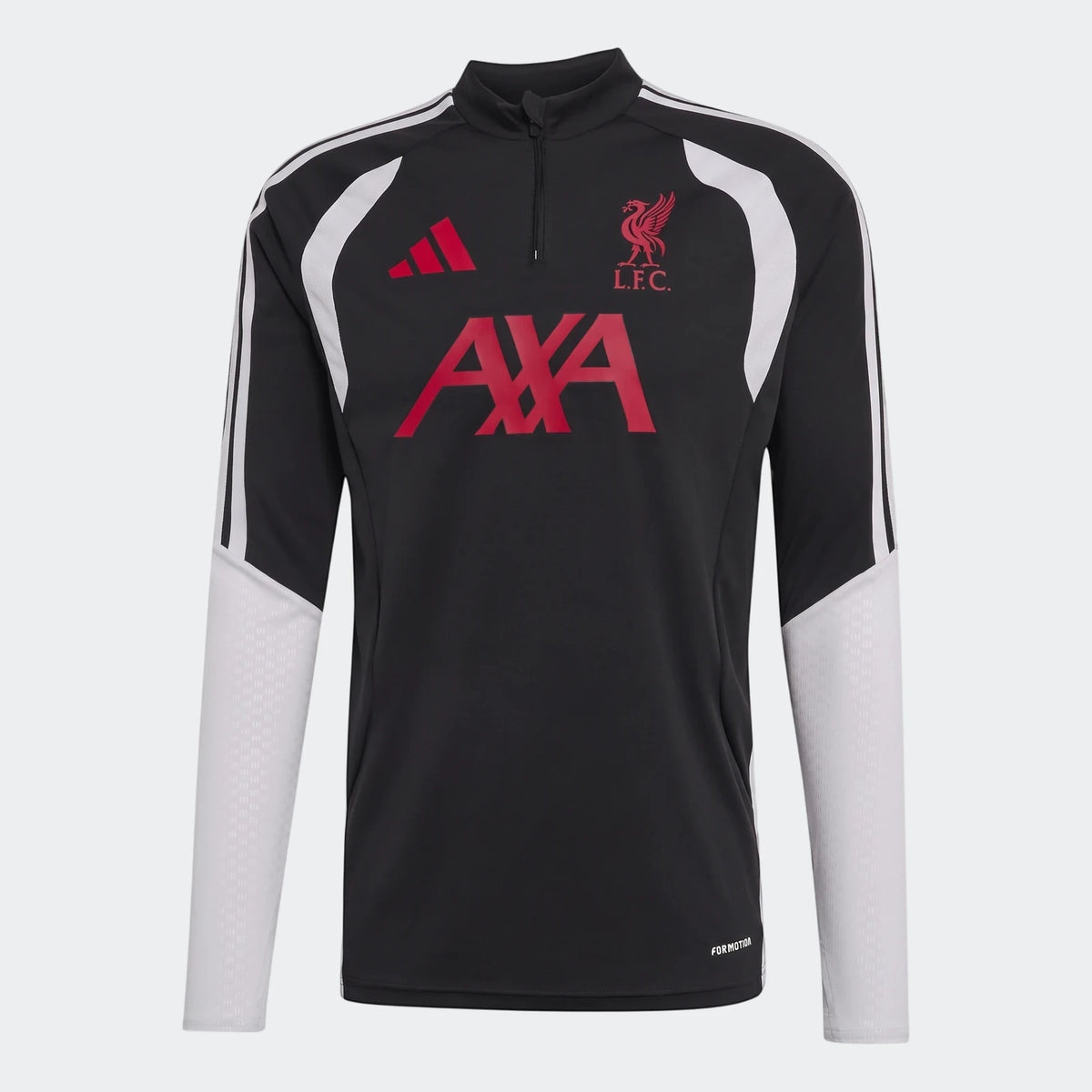 Black Liverpool FC 26/27 Tiro Training Top with red Adidas, L.F.C. crest, and AXA logos, featuring white accents.