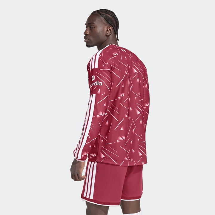 Liverpool FC 26/27 Home Authentic long sleeve jersey in deep red with white stripes, side back view