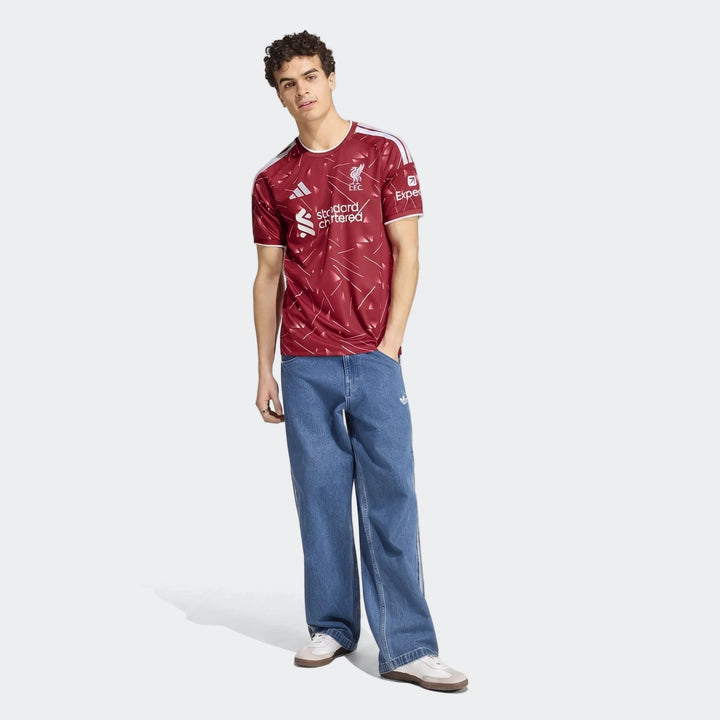Liverpool FC 26/27 Home Jersey in deep red, short-sleeve football shirt with LFC crest, front view.