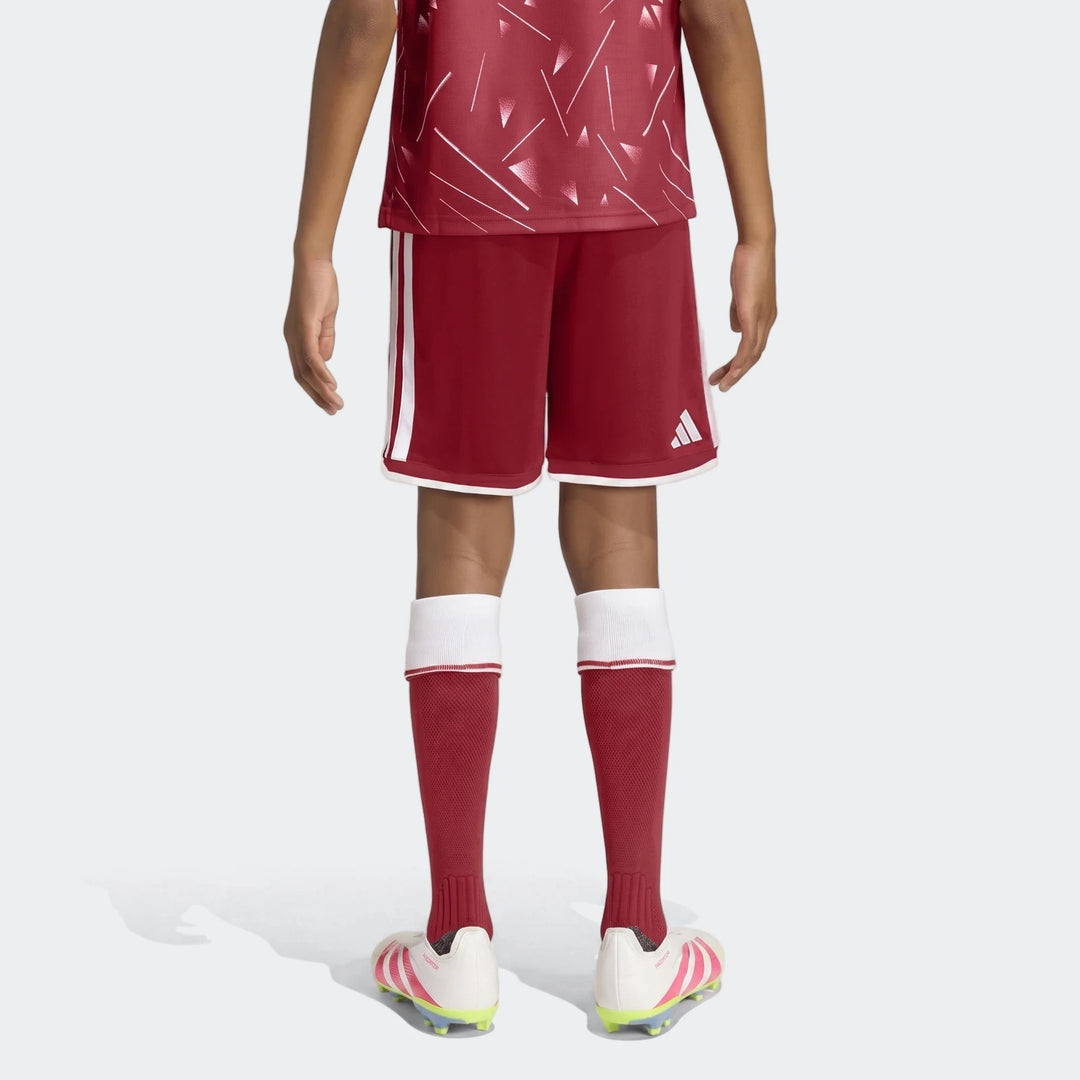 Liverpool FC 26/27 Home Shorts Kids in deep red with white side stripes and trim, shown from the back.