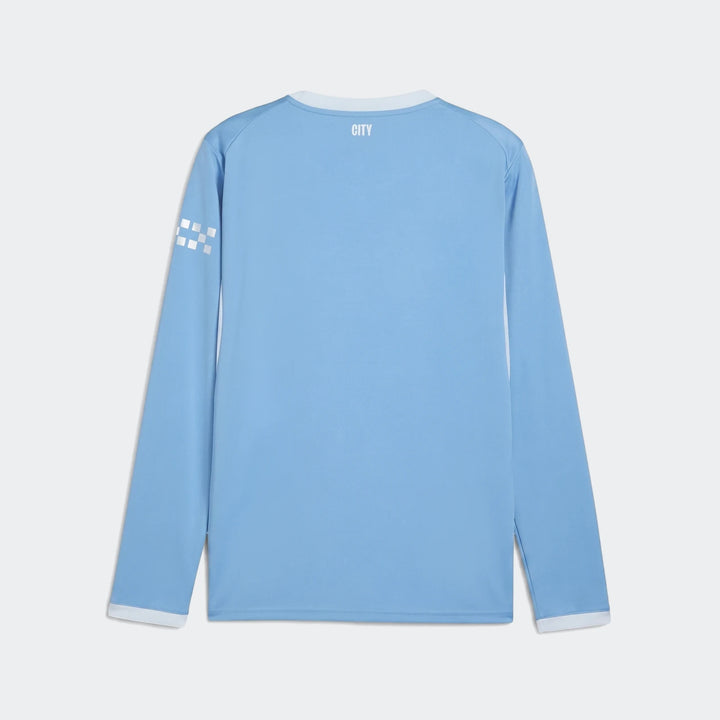 Back view of a light blue Manchester City 26/27 Home Long Sleeve Jersey for men, showing the white 'CITY' logo.