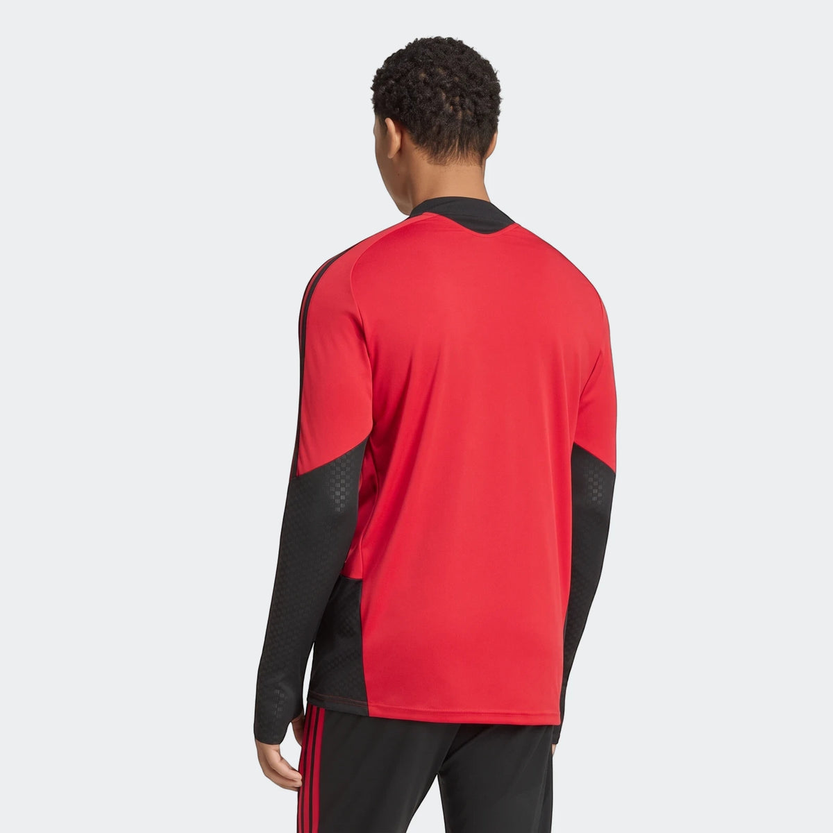Manchester United 26/27 Tiro Training Top in red and black, worn by a male model from the back.