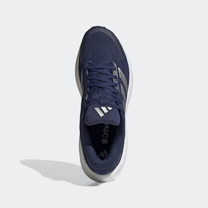 Men's navy blue Adidas Response 2 Running Shoes, visible from a top-down view, featuring white soles and silver accents.