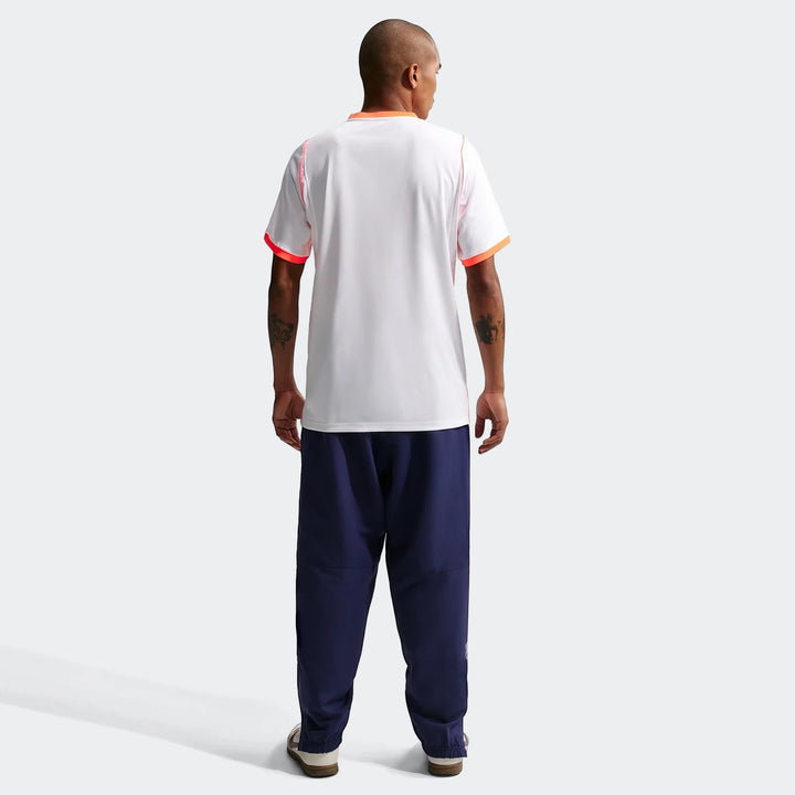 Netherlands National Team 2026 Stadium Away White Men's Nike Dri-Fit Soccer Jersey, worn by a model from the back.