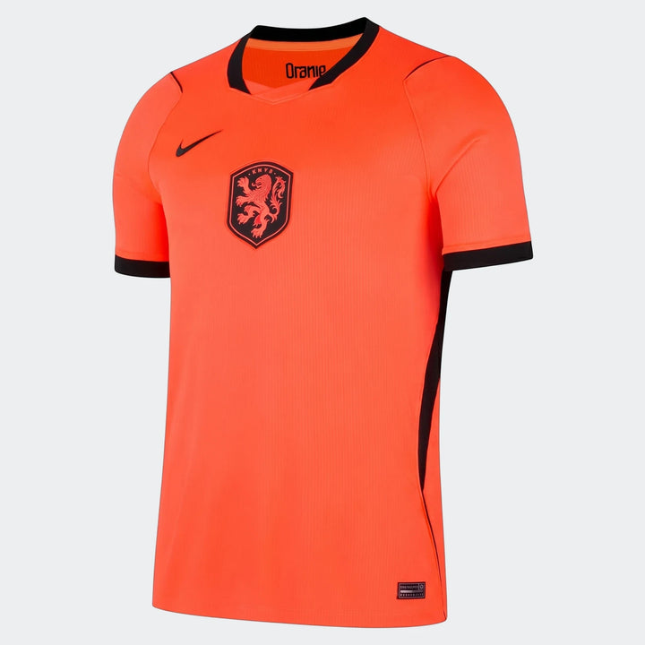 Netherlands National Team 2026 Stadium Home men's Nike Dri-Fit soccer jersey in bright orange with black accents and team