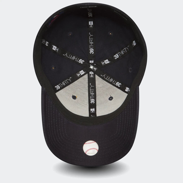 Underside view of a dark New York Yankees 39Thirty Classic baseball cap, featuring interior branding and sweatband.