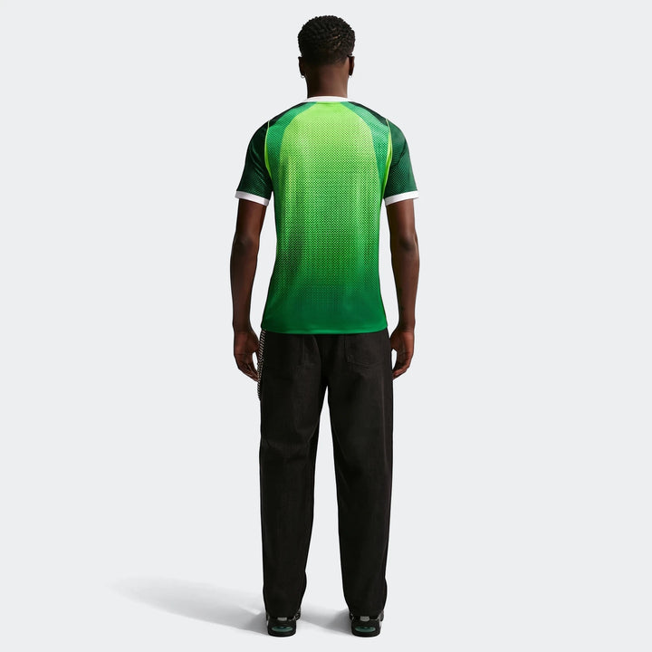 Nigeria 2026 Stadium Home Green Men'S Nike Dri-Fit Soccer Short-Sleeve Jersey, shown from the back.