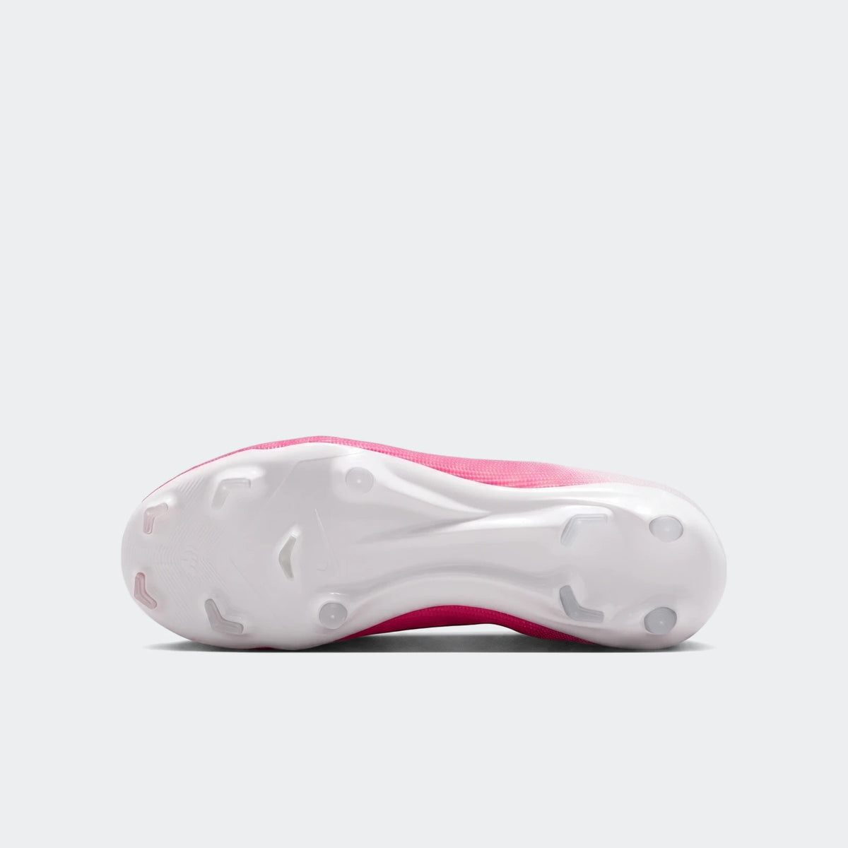 Bottom view of a Nike Jr. Mercurial Superfly 11 Academy Big Kids' Multi-Ground High-Top Soccer Cleat, showcasing the pink