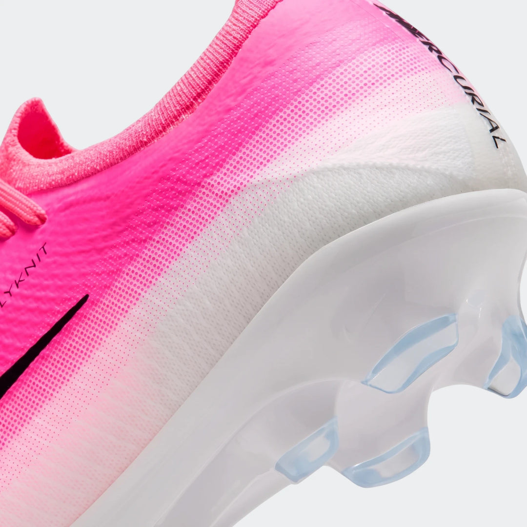 Close-up of a Nike Mercurial Vapor 17 Pro Firm-Ground Low-Top Soccer Cleat, showing the pink and white upper with black
