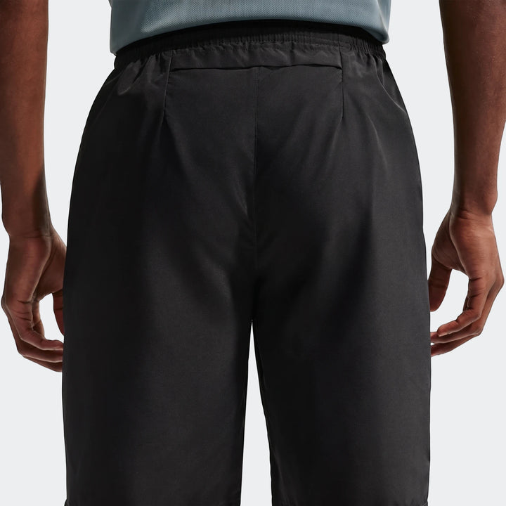 Nike Miler men's black Dri-Fit 9-inch unlined running shorts, seen from the back, highlighting the design and elastic