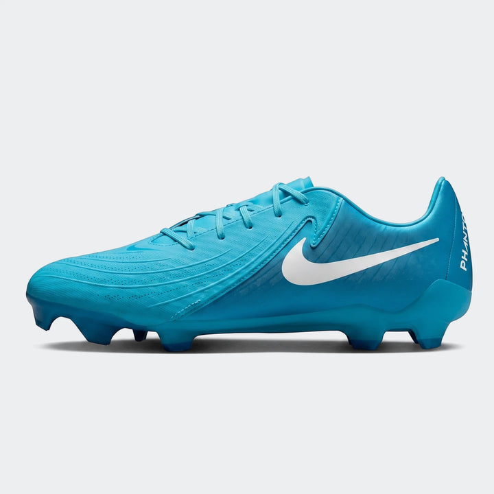 Blue Nike Phantom Gx 11 Club Fg/Mg soccer cleat with a white swoosh logo, shown from a side profile view.