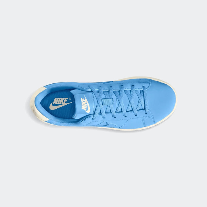 Nike Tennis Classic Big Kids' Shoes in light blue with white laces and sole, presented from a top-down perspective.