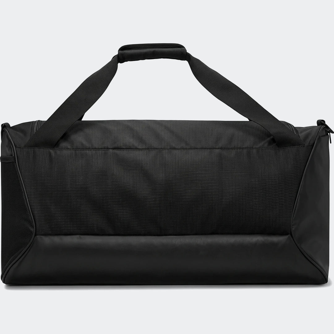 Large black Nk Braslia 95-litre duffel bag in a full, direct view, featuring two top handles and a shoulder strap.