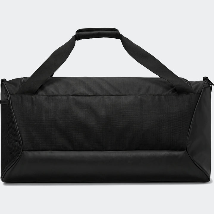 Large black Nk Braslia 95-litre duffel bag in a full, direct view, featuring two top handles and a shoulder strap.