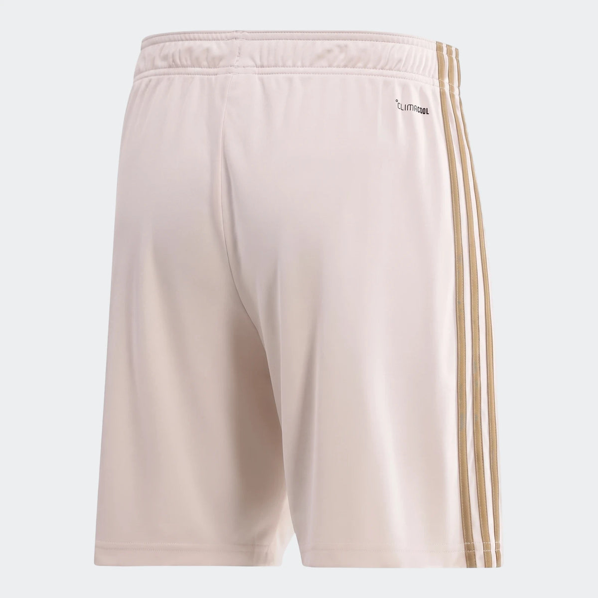 Orlando Pirates 26/27 Away Shorts in beige, shown from the back, featuring three vertical stripes.