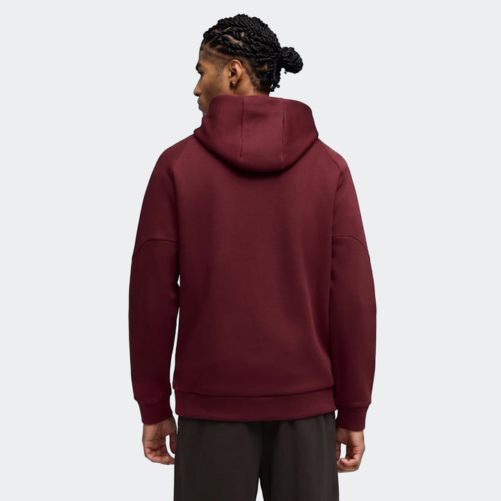 Portugal Pumatech Full-Zip Hoodie Men in maroon, seen from the back on a model with braided hair.