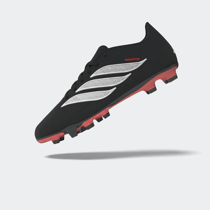 Black, red, and silver Predator Club Firm Ground / Multi Ground Football Boots, shown angled on a neutral background.