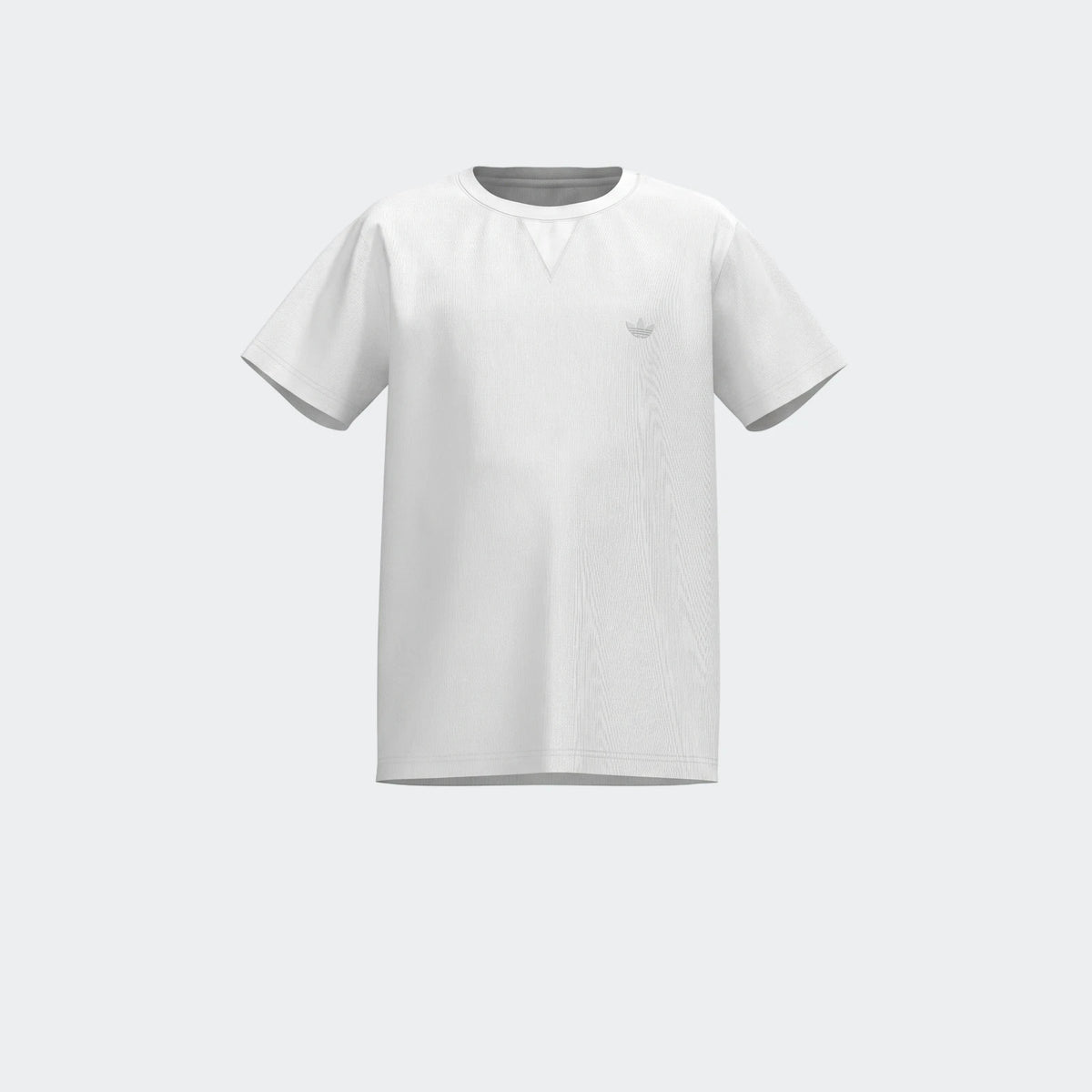 White short-sleeve men's Premium Essentials Tee with a subtle Adidas trefoil logo, shown from the front.