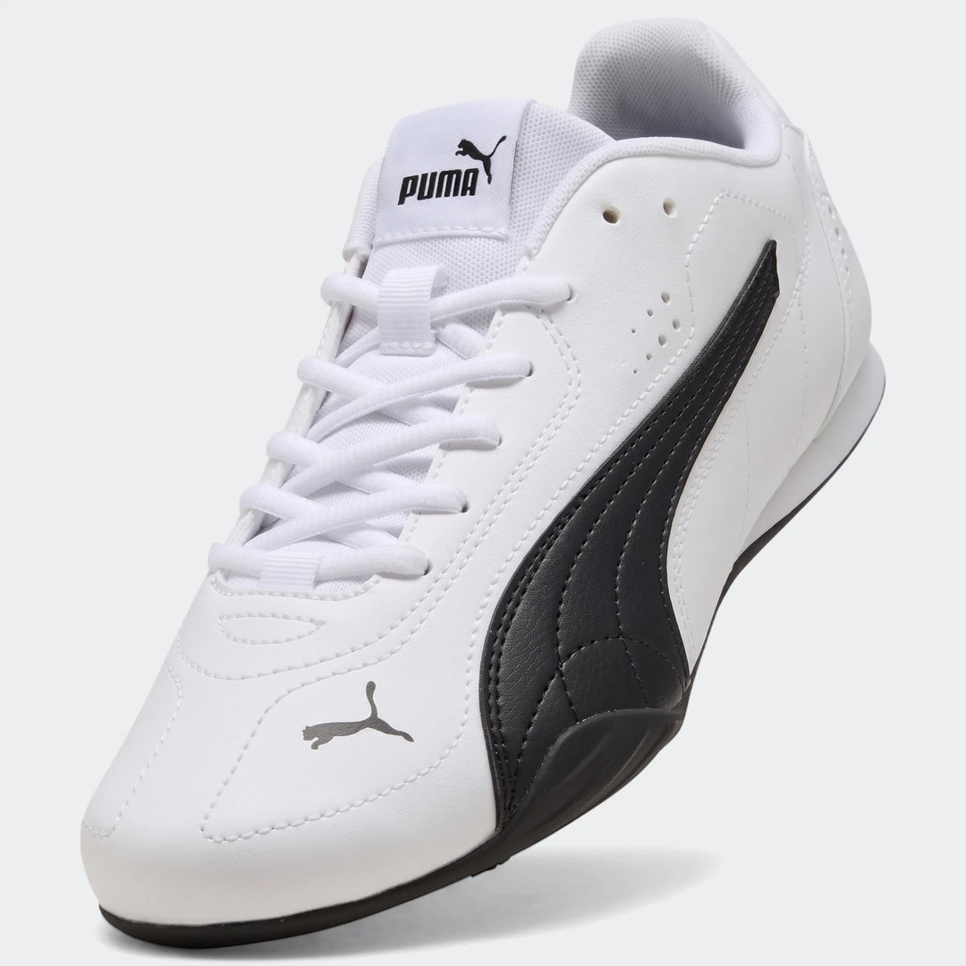 Puma Catch Sd Puma White sneakers, featuring a white leather upper with a black side stripe and a low-profile design, shown