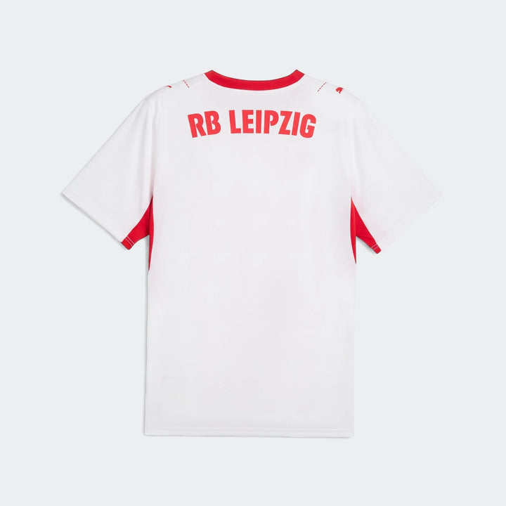 Men's RB Leipzig 26/27 home jersey, white with red trim and 'RB LEIPZIG' text on the back.