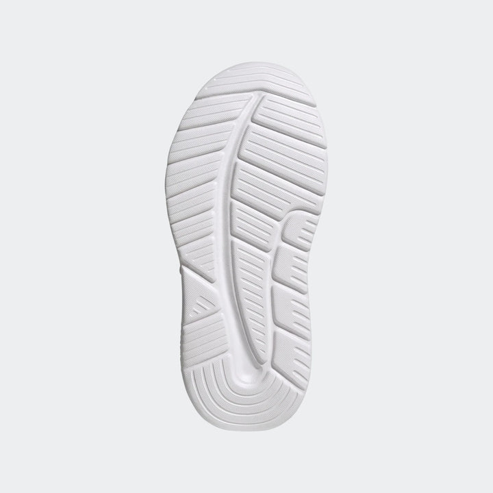 Bottom view of a white Adidas Tensaur Run 4.0 Children's shoe sole, featuring a textured athletic tread pattern for grip and